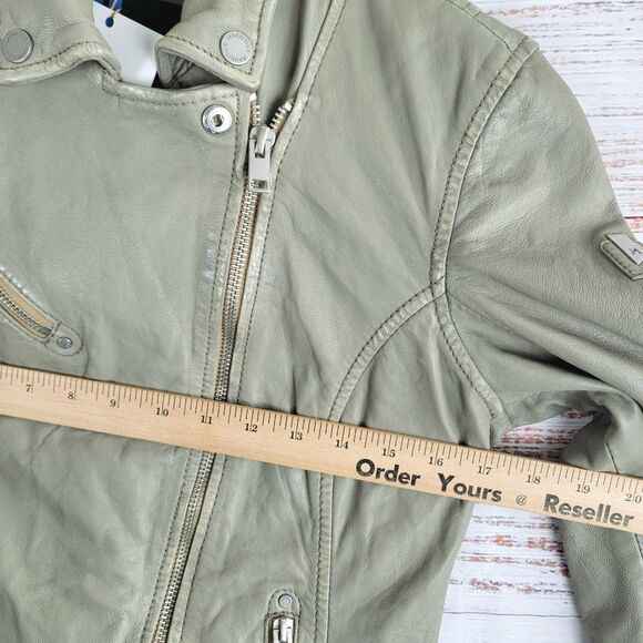 Mauritius Size 6 / S Jacket Sofia Lamb Leather Moto Jacket in Elephant Grey NWT - Picture 4 of 16